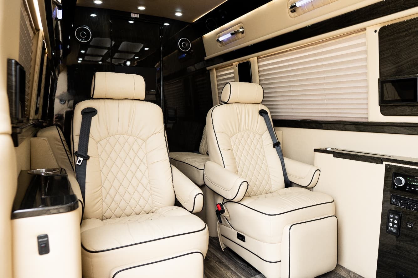 Blackwell coach interior — captain chairs and cabin