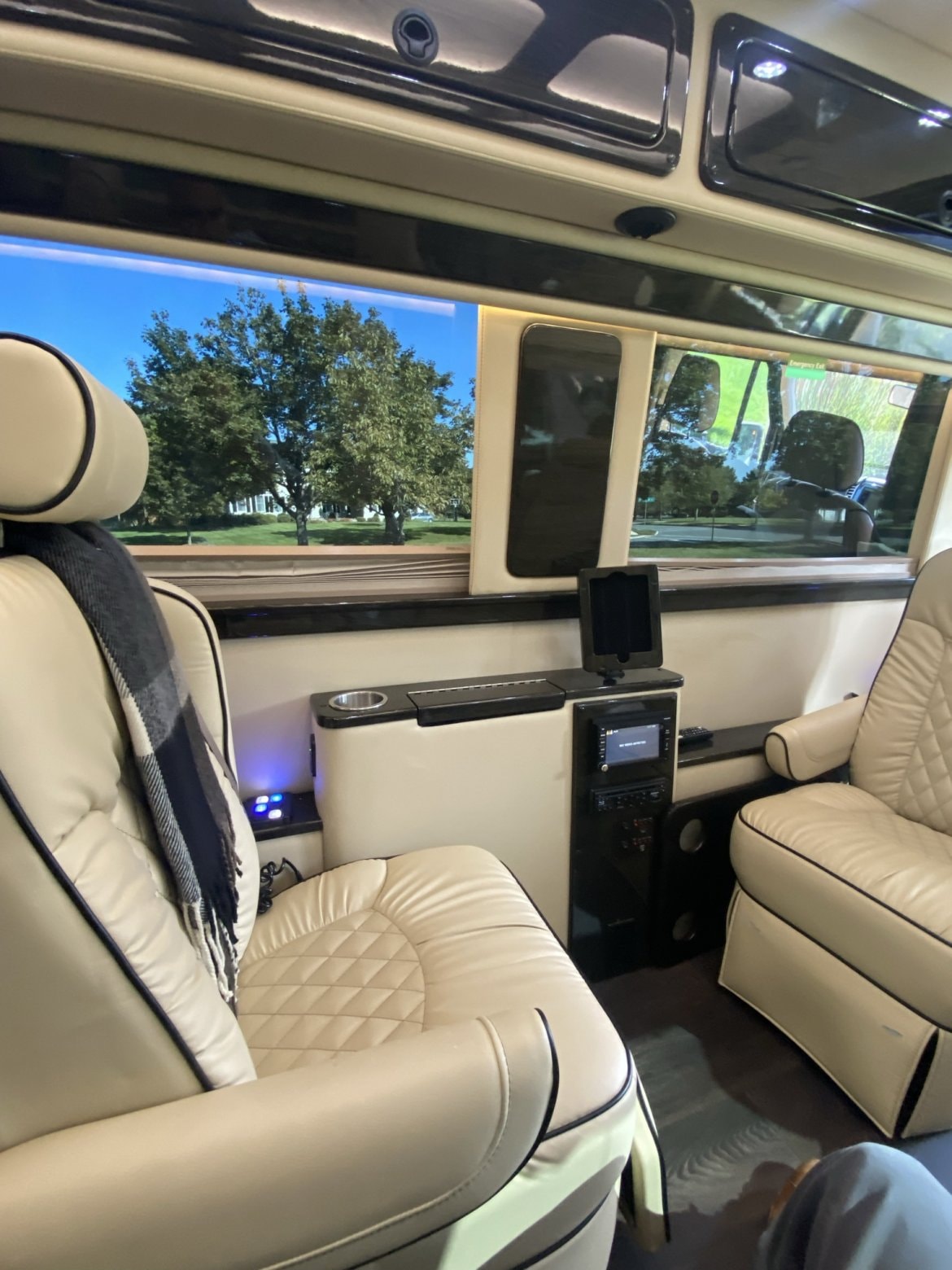 Blackwell coach interior — rear cabin and amenities